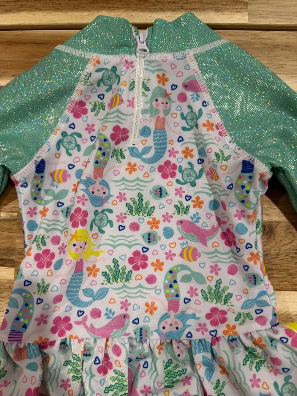 Flap Happy Mermaid Print Ruffle One-Piece Swimsuit estimated size 12-24 months - Picture 2 of 5